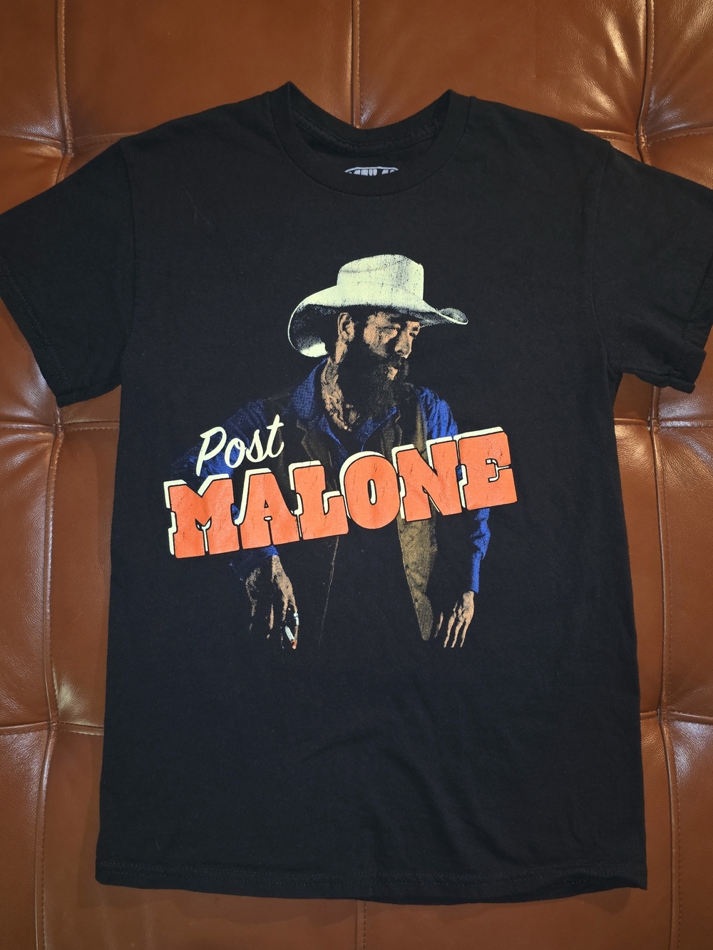 Black Graphic Tee with Orange Logo